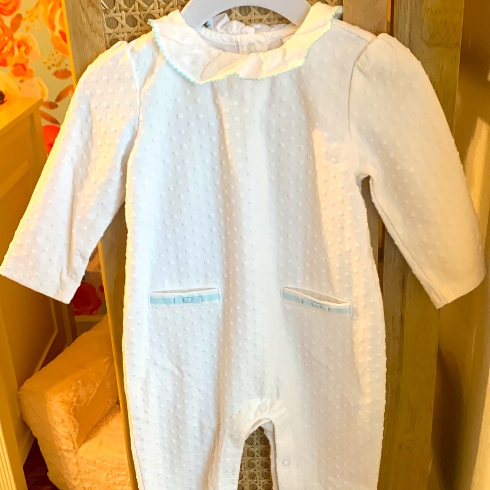 Janie & Jack Layette White Onesie Romper Size 6-12 Month